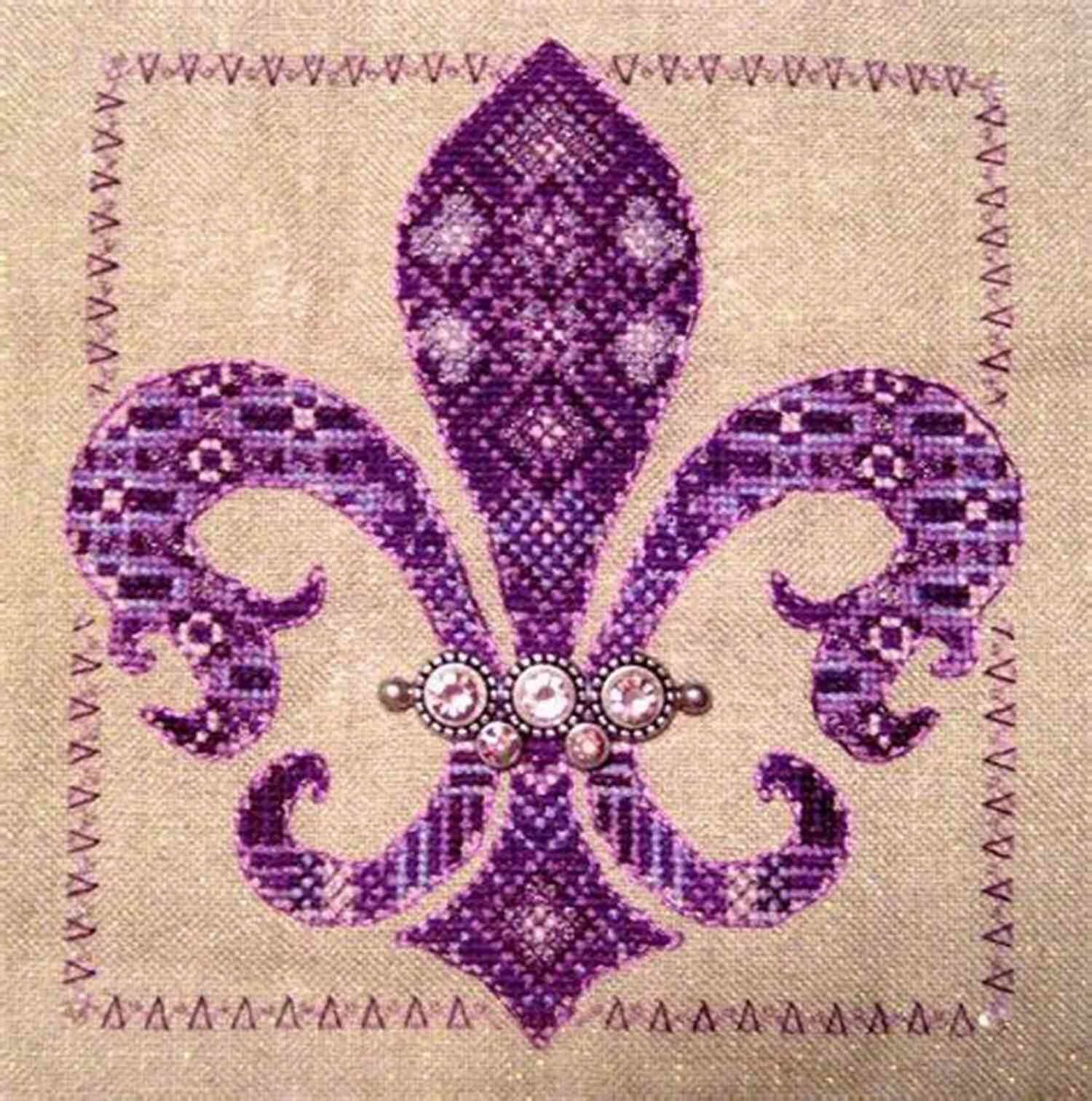 An Exquisite Display Of A Completed Fleur De Lis Cross Stitch Project Fleur De Lis Cross Stitch Pattern