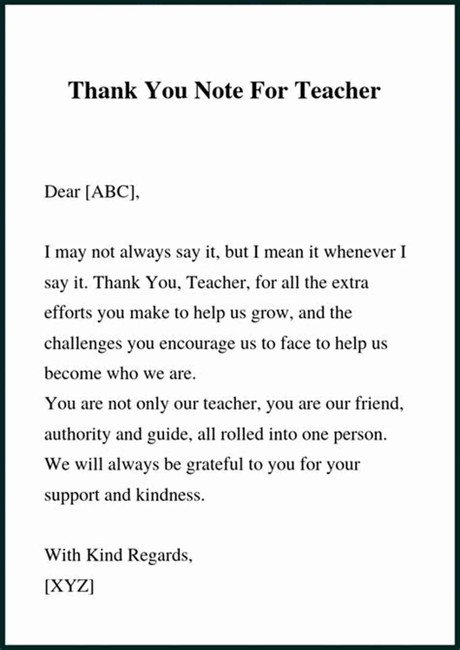 Thank You Letter To My Teacher A Thank You Letter To My Teacher